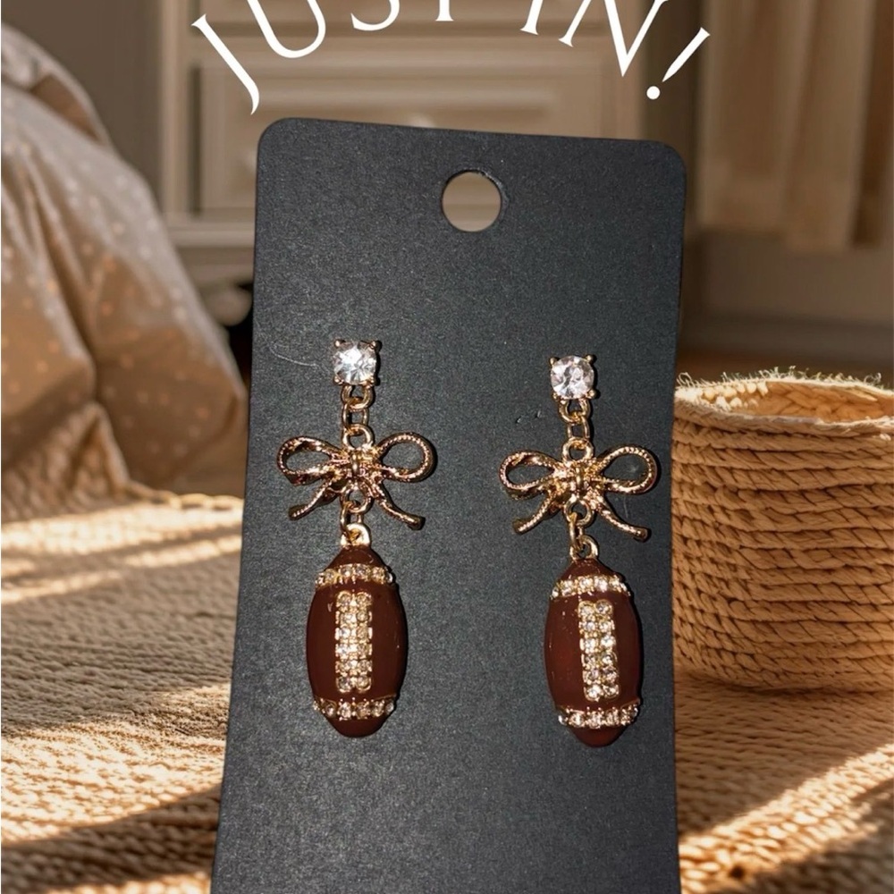 Elegant Brown and Gold Bow Earrings